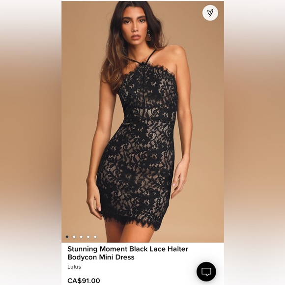 Lulus Dresses & Skirts - Lulu’s Black Lace Halter Bodycon Dress - size M